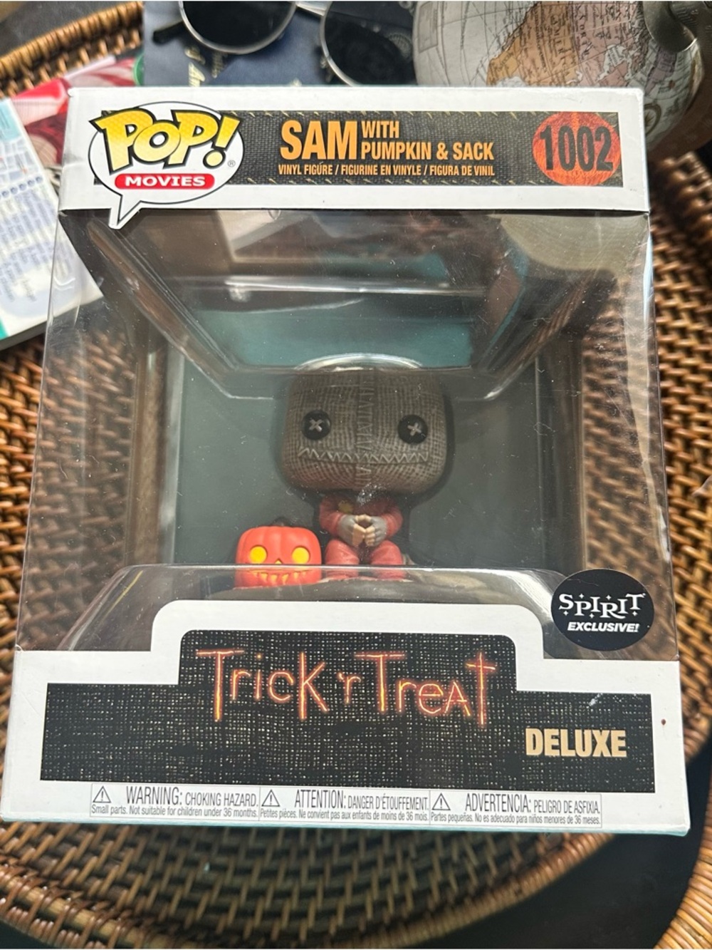 Funko Sam Trick ‘r Treat Deluxe Pop! Figure in Brown with Orange Pumpkin New Box